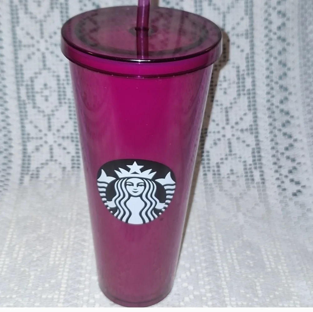STARBUCKS COFFEE - RARE 2016 - Fuchsia Jelly Gummy Tumbler Cold Cup  Venti 24oz
